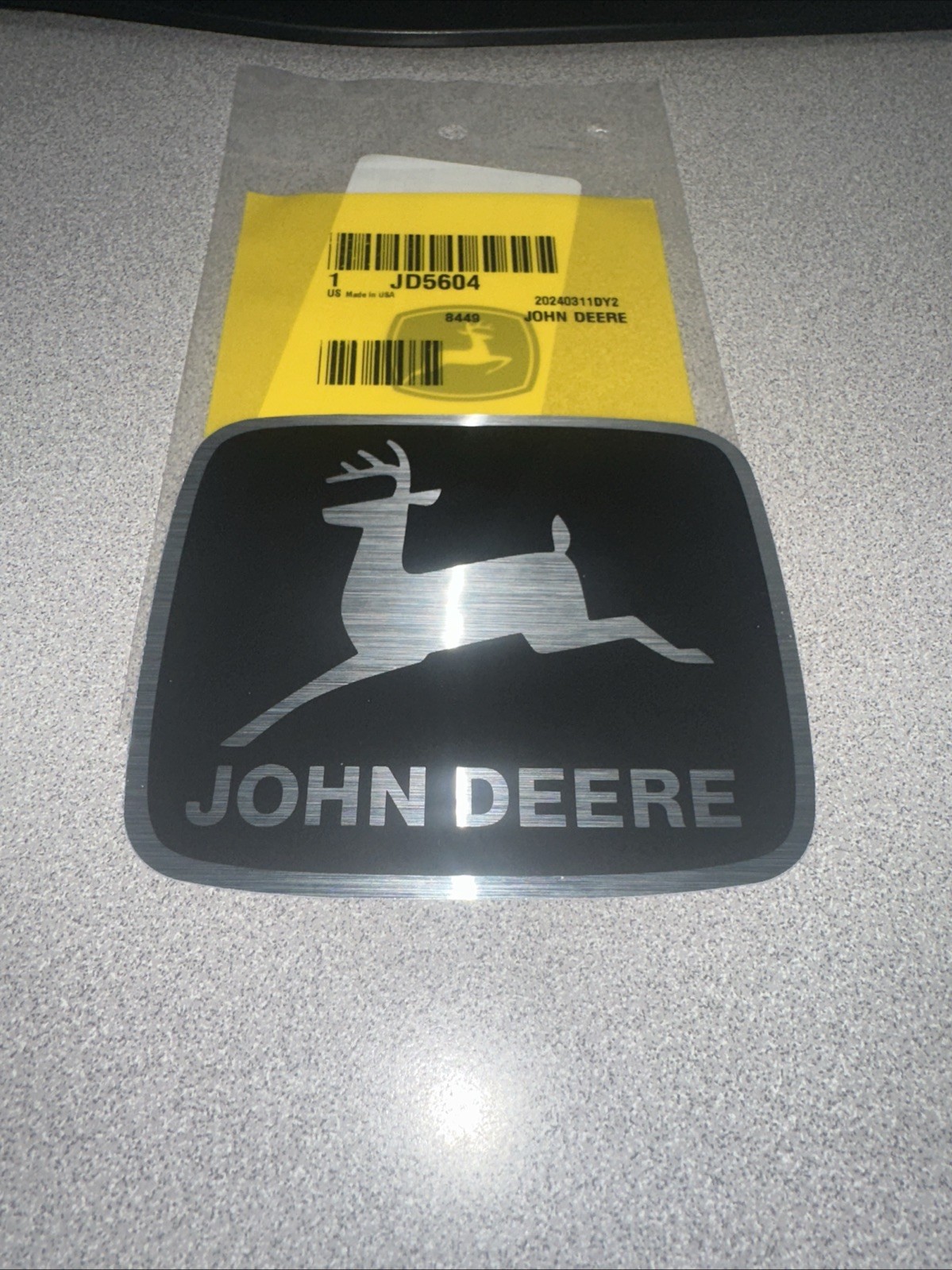 New John Deere Black & Silver Logo Decal JD 5604