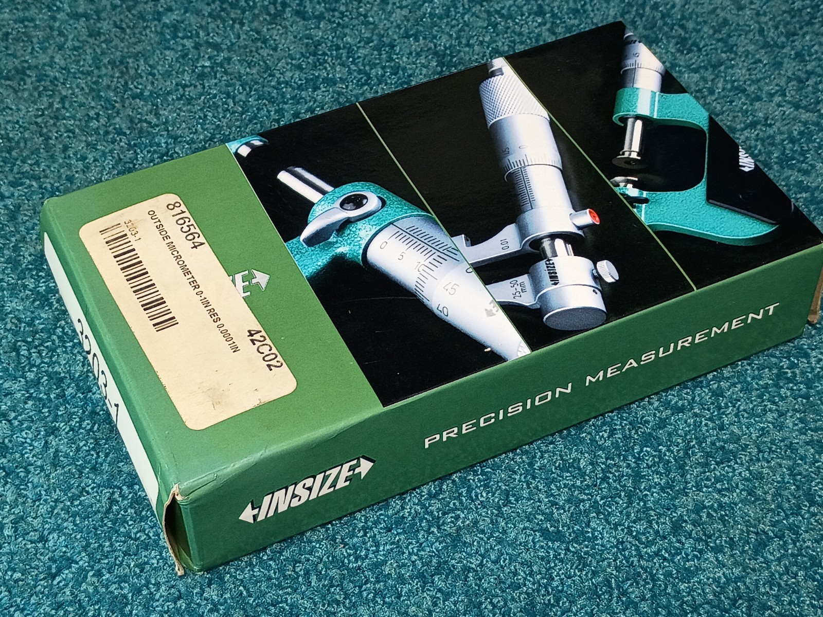 Insize Outside Micrometer 0-1″ Resolution 0.0001″ Model 3203-1 MPN 816564 W/Box