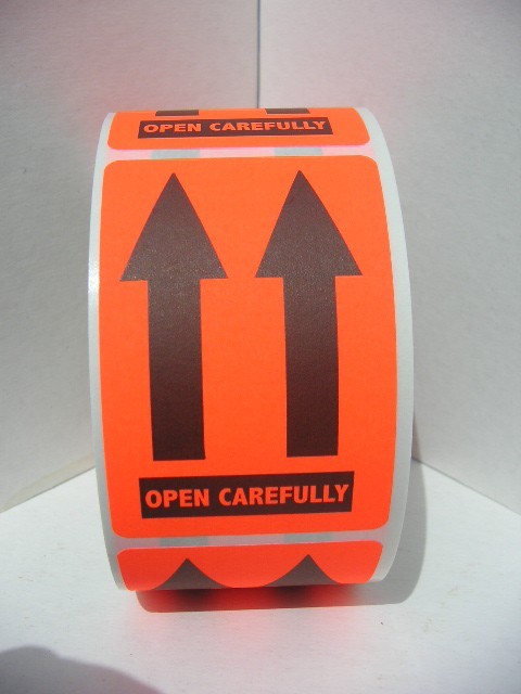 OPEN CAREFULLY THIS END UP POINTING ARROWS 2×3 warning label sticker 250/rl