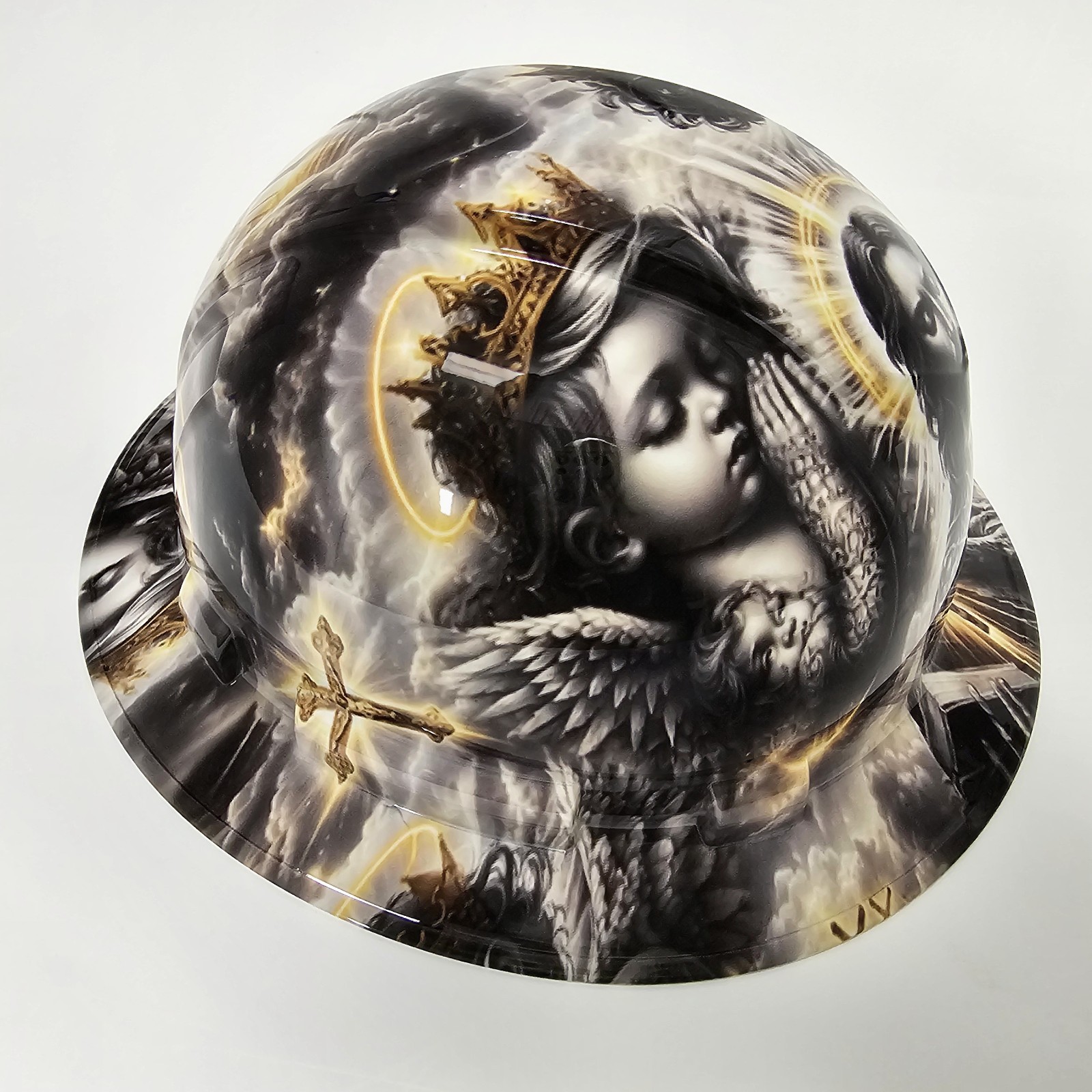 full brim hard hat custom hydro dipped IN JESUS WITH CHERUBS LIVE IN THE LIGHT
