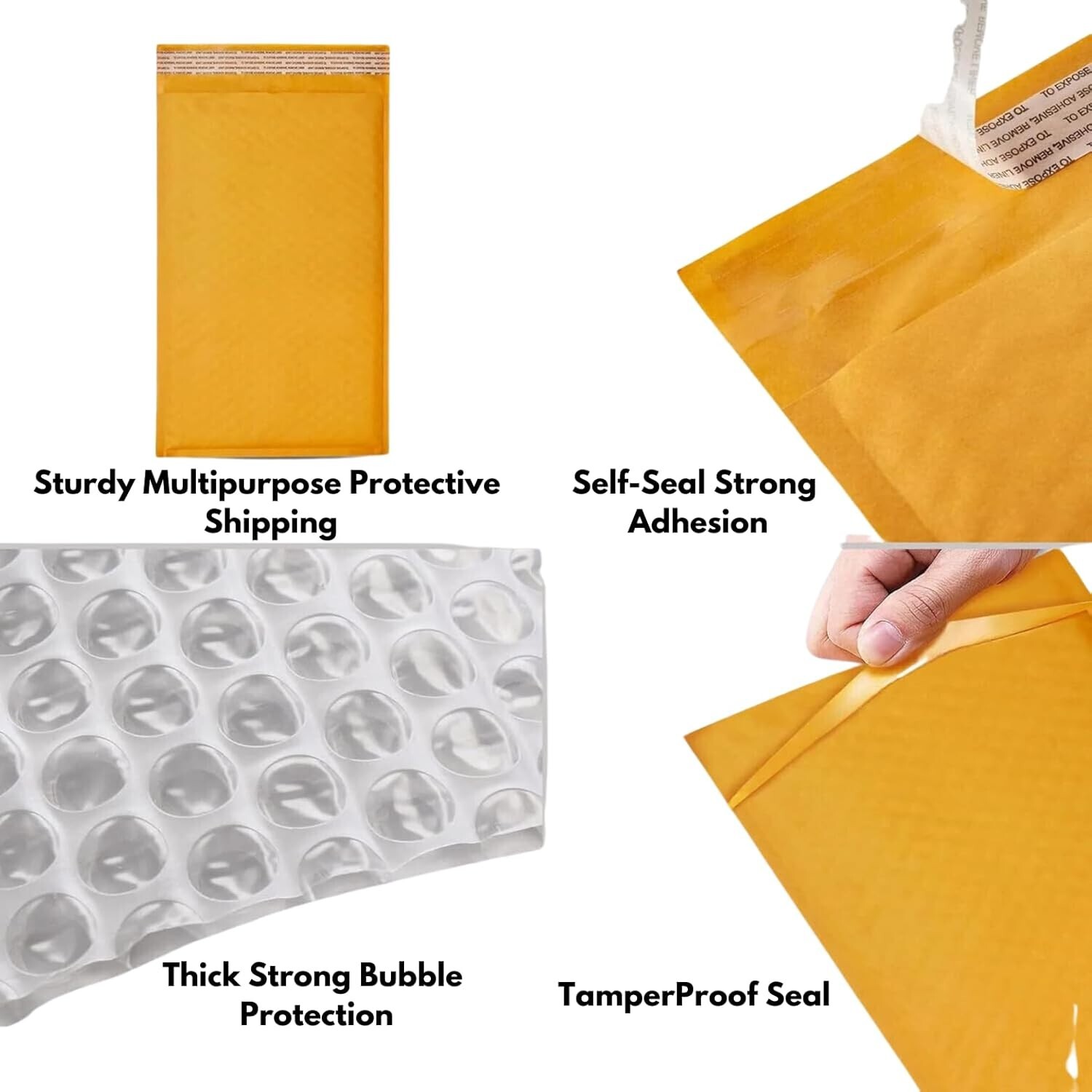 100 PC #4 9.5×14.5 Kraft Bubble Envelopes Yellow Padded Shipping Mailers