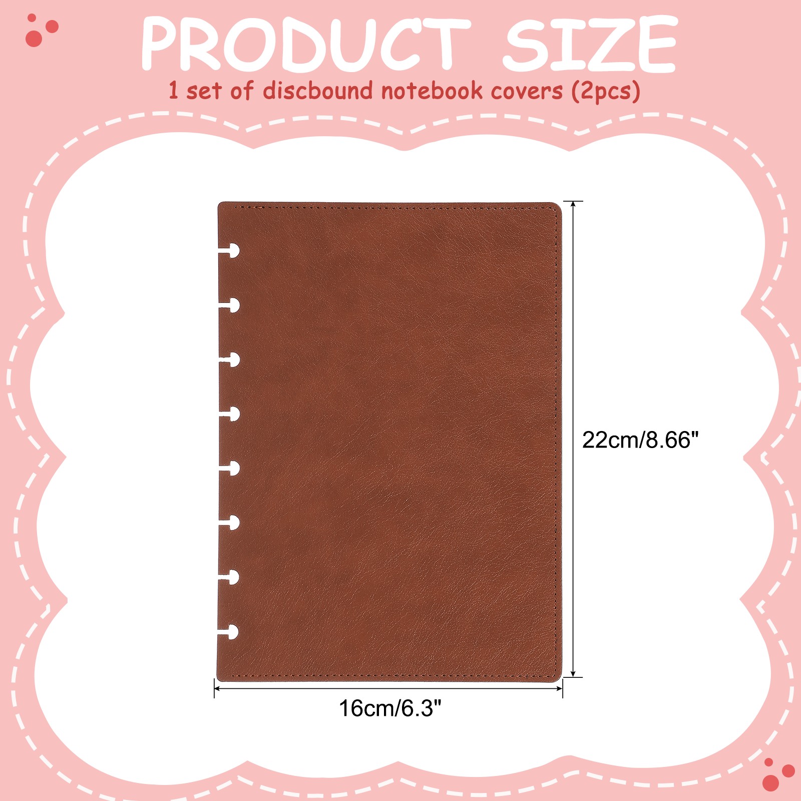1 Set Discbound Notebook Cover, A5 Cover, Dark Brown
