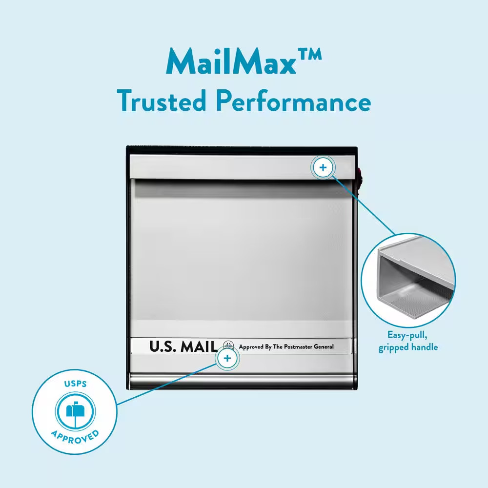 Mailmax Textured Black & Silver, Large, Galvanized Steel & Aluminum, Post-Mount