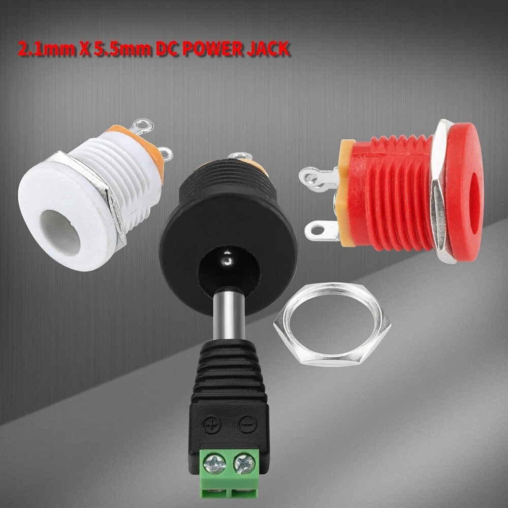 30 Pack Female DC Power Jack 5.5×2.1mm Panel Mount Connector 6V 9V 12V 24V C349