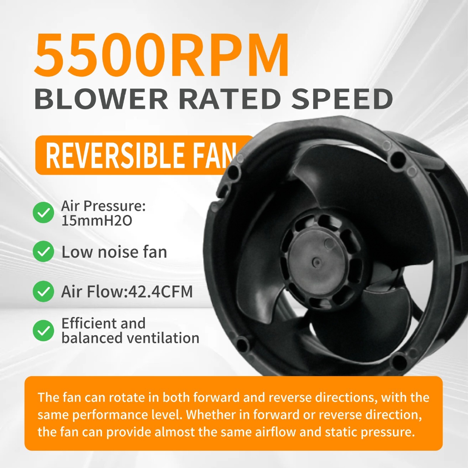 92mm reversible PWM fan, 5500RPM, 12V, high airflow, low noise cooling fan.