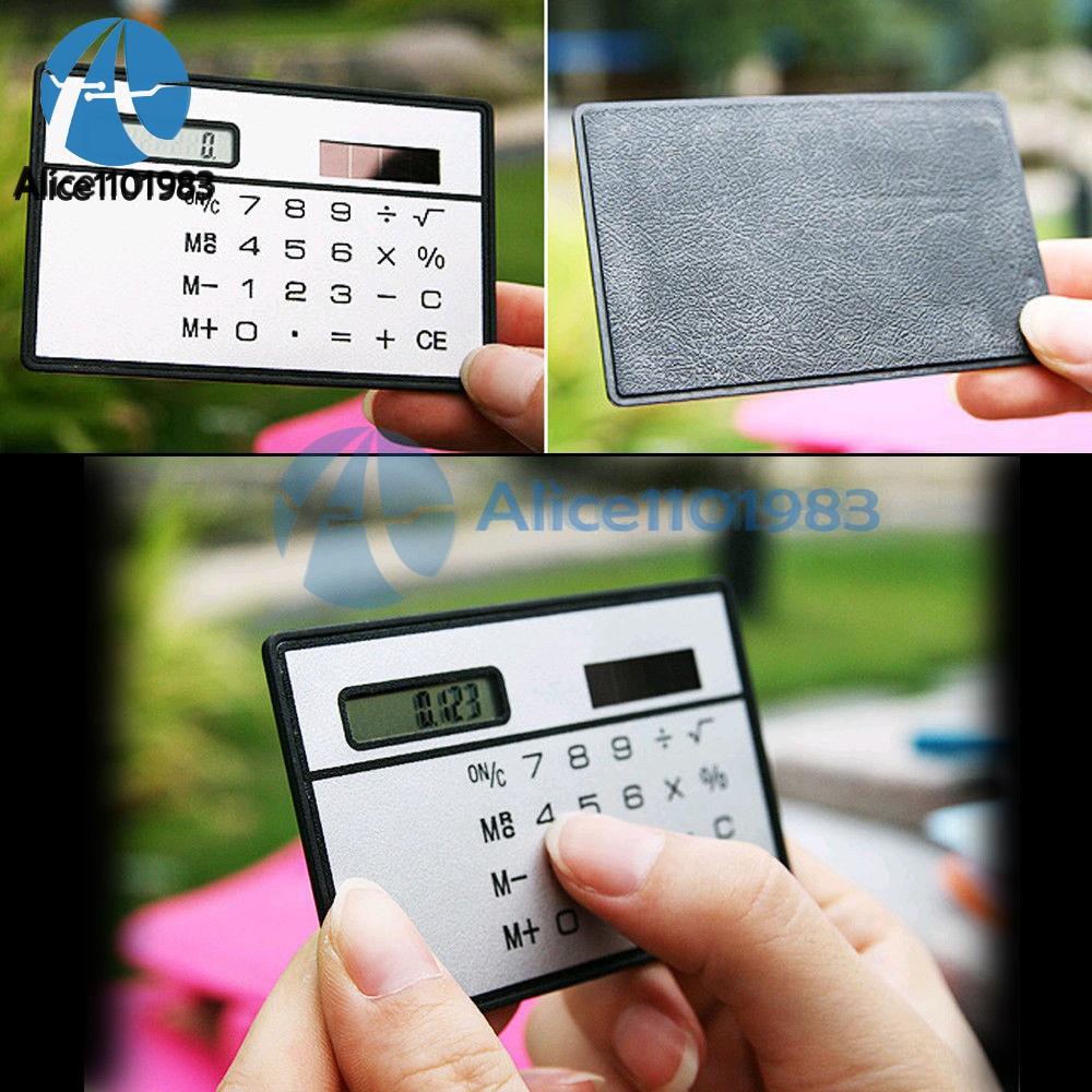 2PCS 8-Digits Ultra Thin Mini Slim Credit Card Solar Power Pocket Calculator