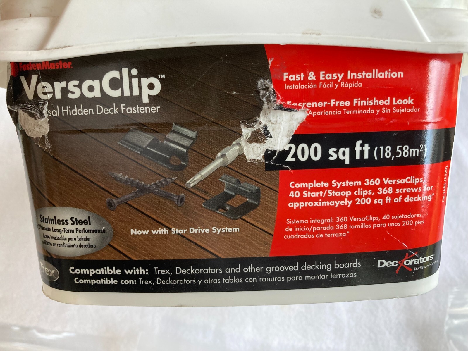 FastenMaster 360 Universal VersaClip Grooved Hidden Deck Fastener,200 sq ft,363