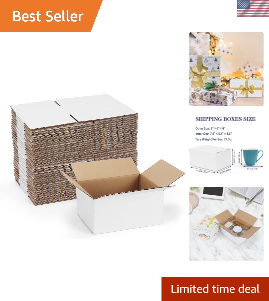 40 Pack Small Shipping Boxes 8x6x4 Inches, White Corrugated Cardboard Mailing…