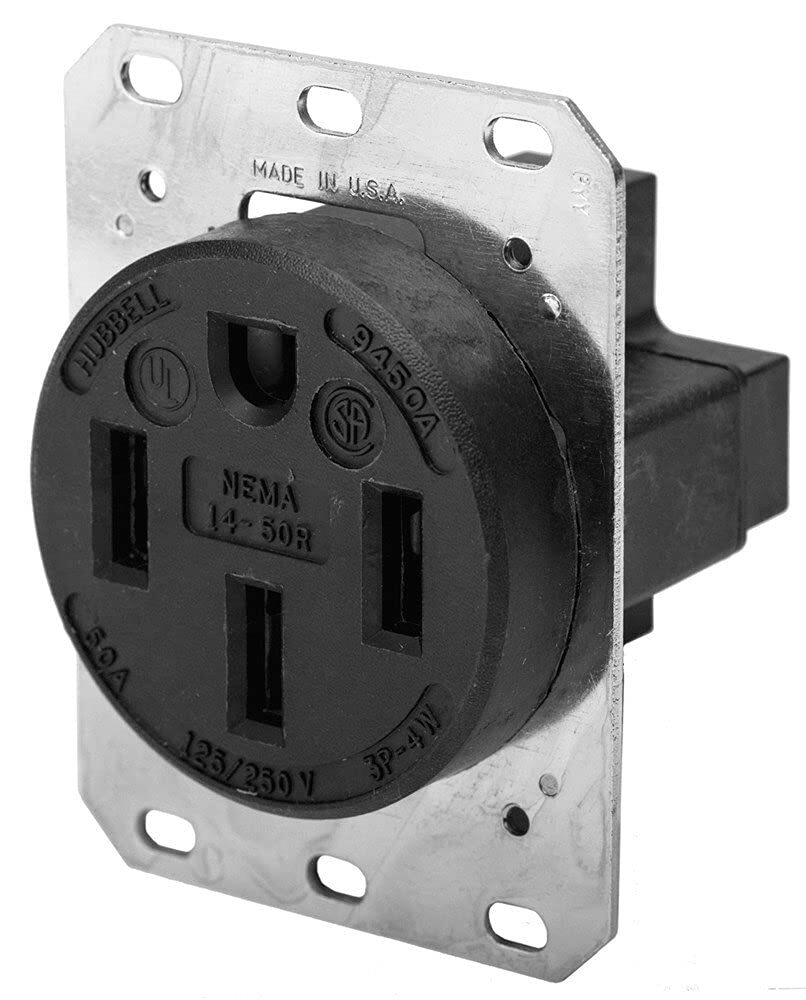 HBL9450A Black Electrical Outlet 50 Amp Straight Blade Receptacle NEMA 14-50