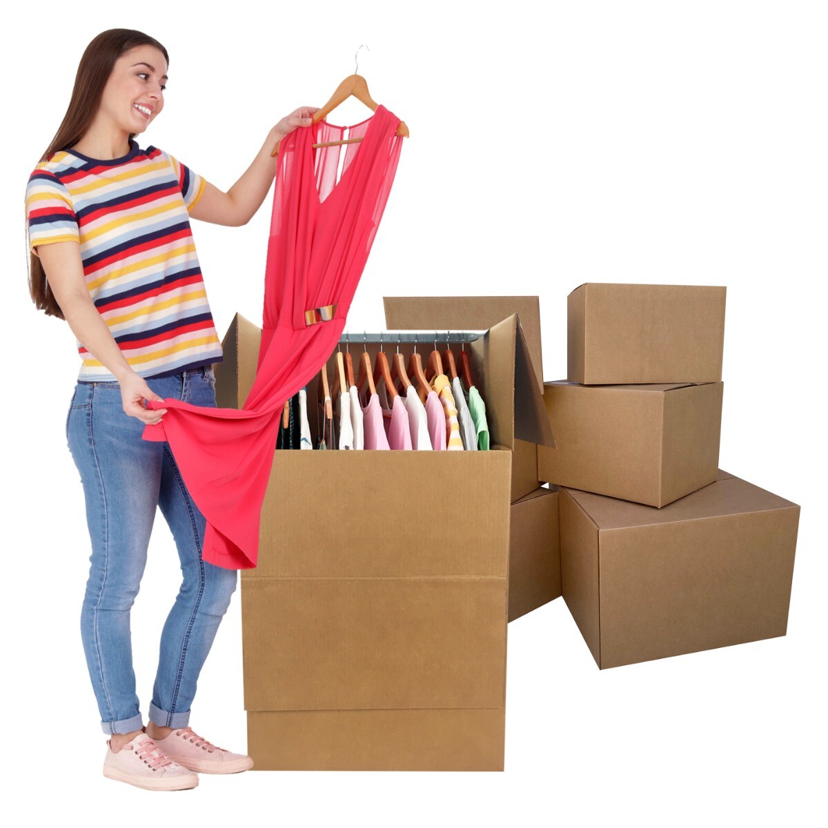 UBMOVE 7 Room Wardrobe Kit 70 Corrugated Moving Boxes with Packing Supplies