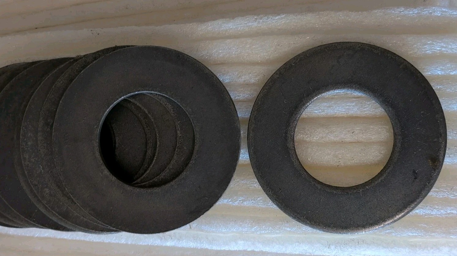 Lot Of 10 – 4.75″ OD, 2.25″ ID. Galvanized Steel Flat Washers. Ea washer Is 11oz