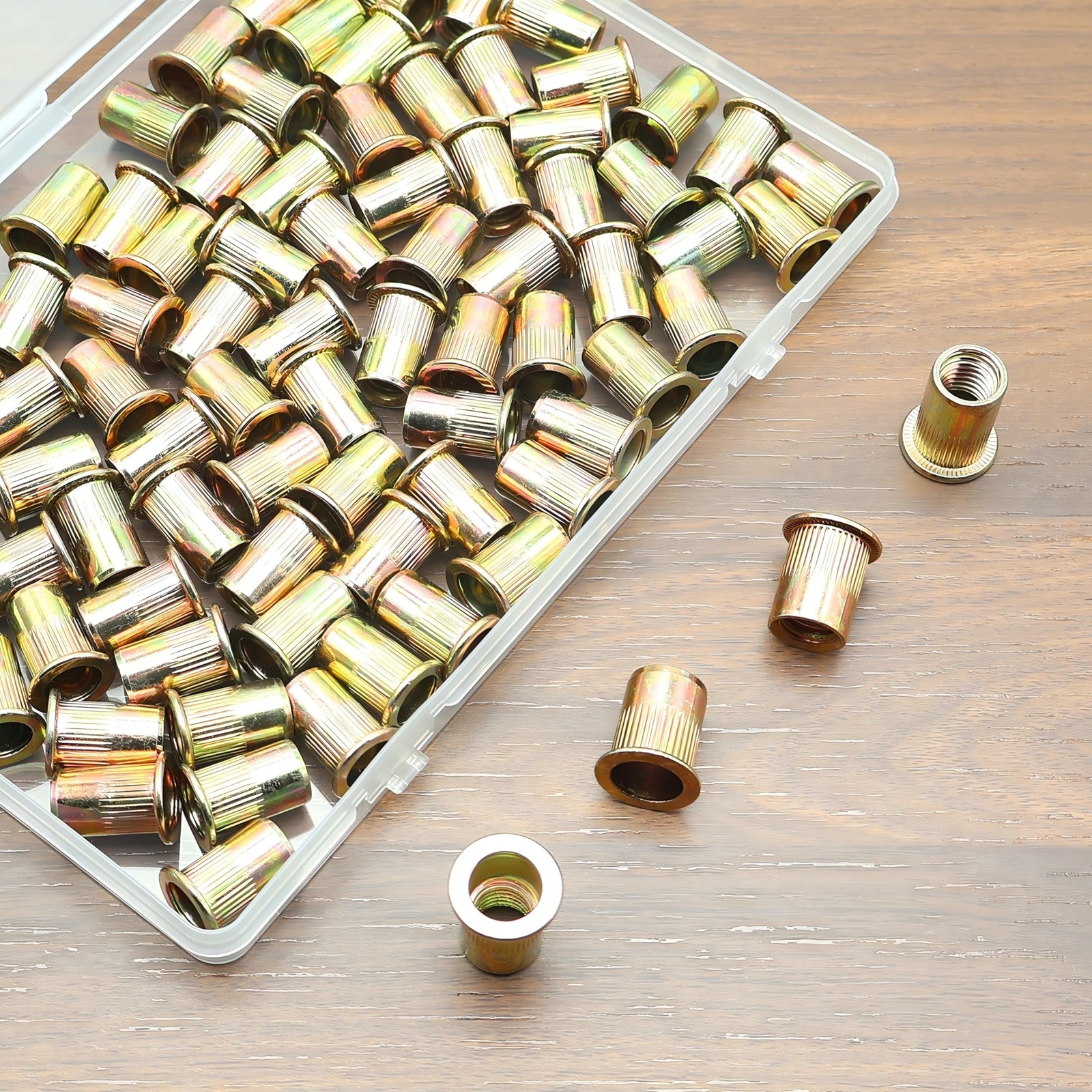 115Pcs M6 Rivet Nut, Zinc Plated M6 Rivnut, M6x1.0 Nut Flat Head Rivet Nut, M…