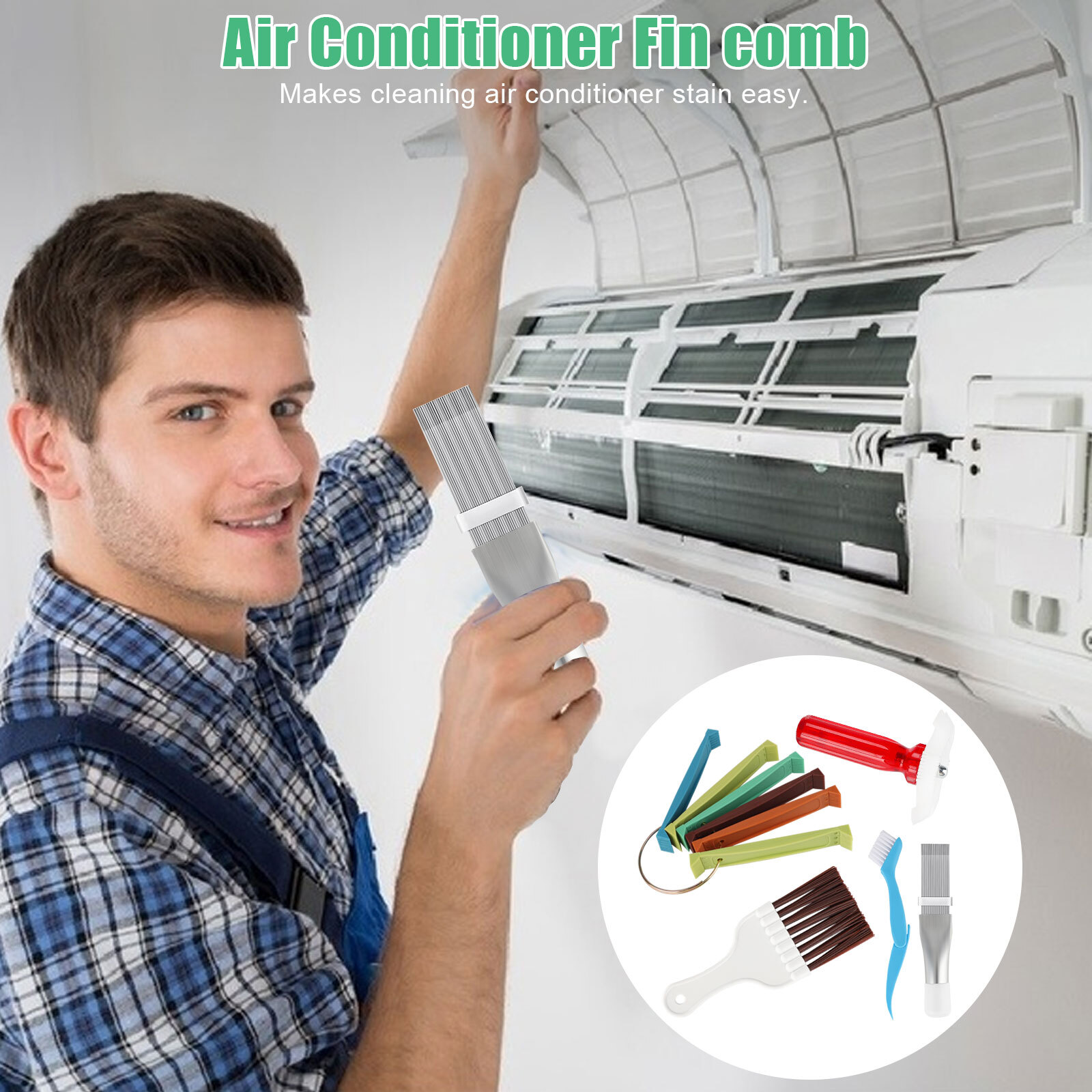 5Pcs Air Conditioner Fin Cleaner Set Fin Comb Condenser Straightener Repair Tool