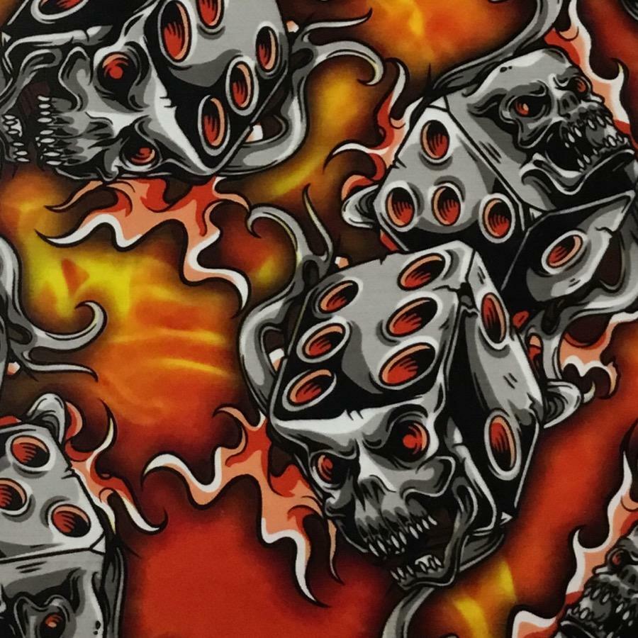 hydrographic film / activator Red Flaming Dice Skulls hydro dip dipping wizard