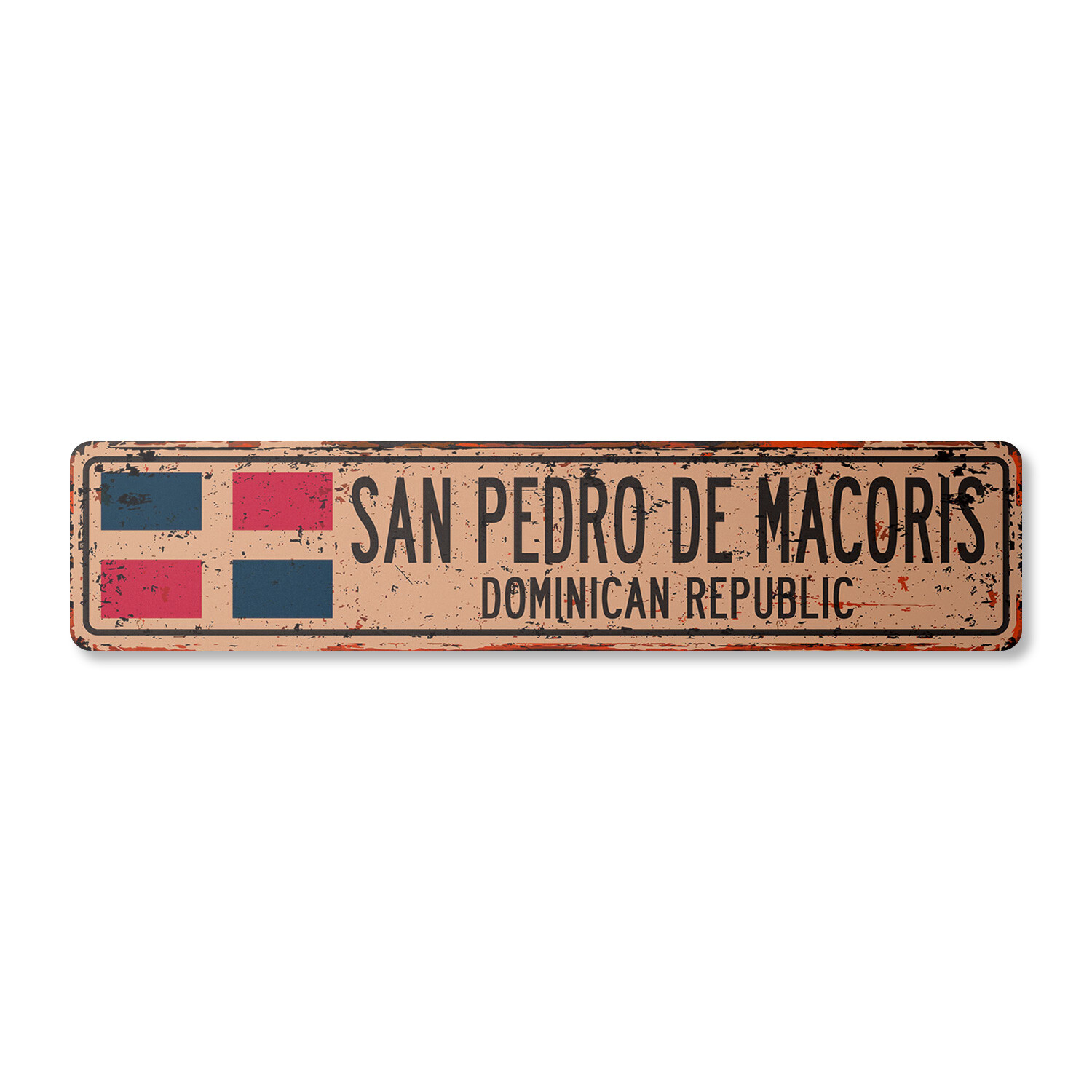 SAN PEDRO DE MACORIS DOMINICAN REPUBLIC Vintage Street Sign flag city rustic