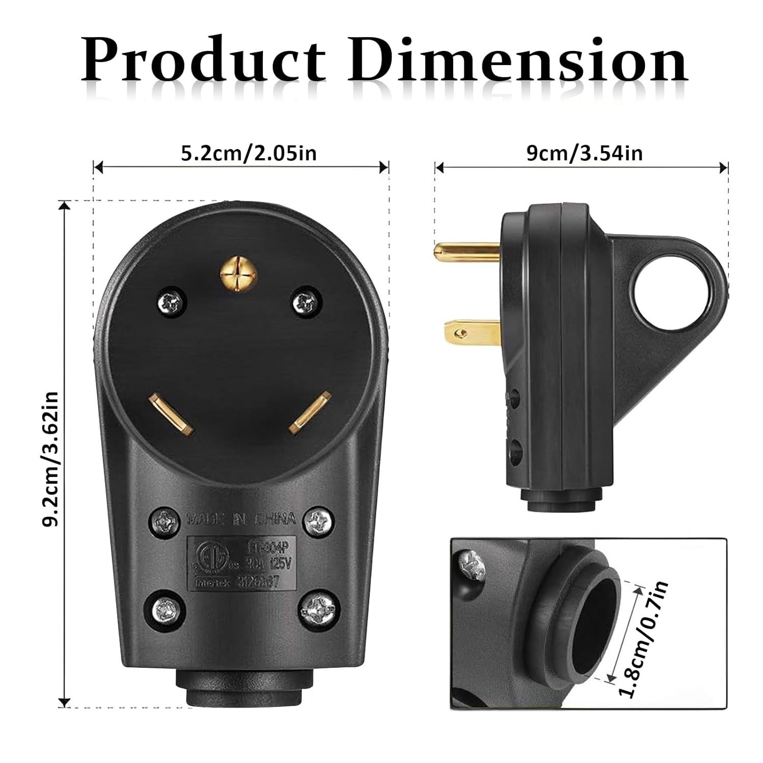 30 Amp RV Replacement Plug ETL Listed 125 Volt Heavy Duty Male NEMA TT-30P Ergon