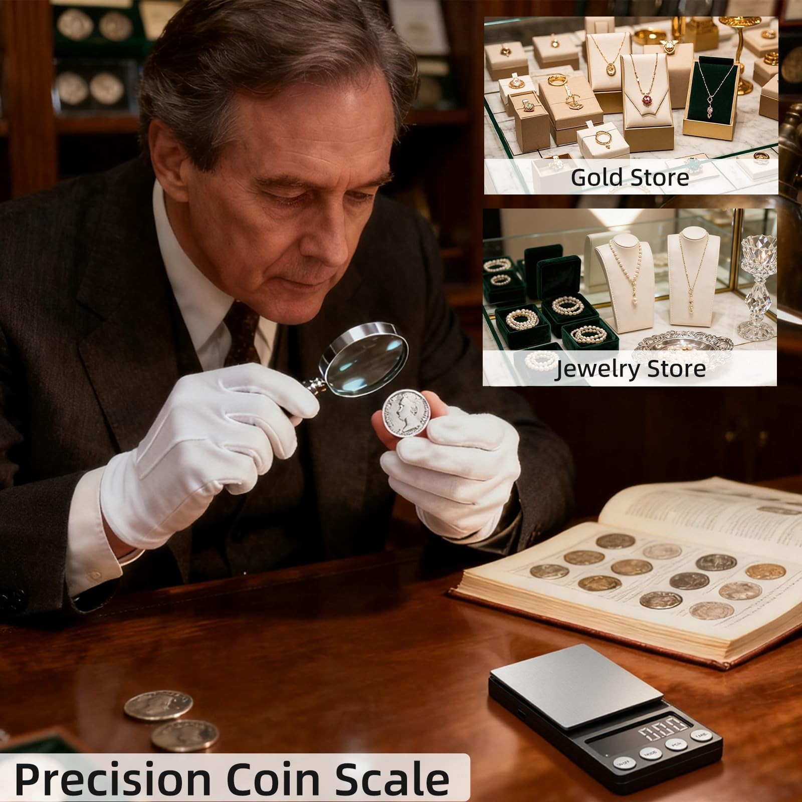 SKEAP Digital Coin Scale, Gram Scale 0.01g Accuracy for Coin Collectors, Bank…