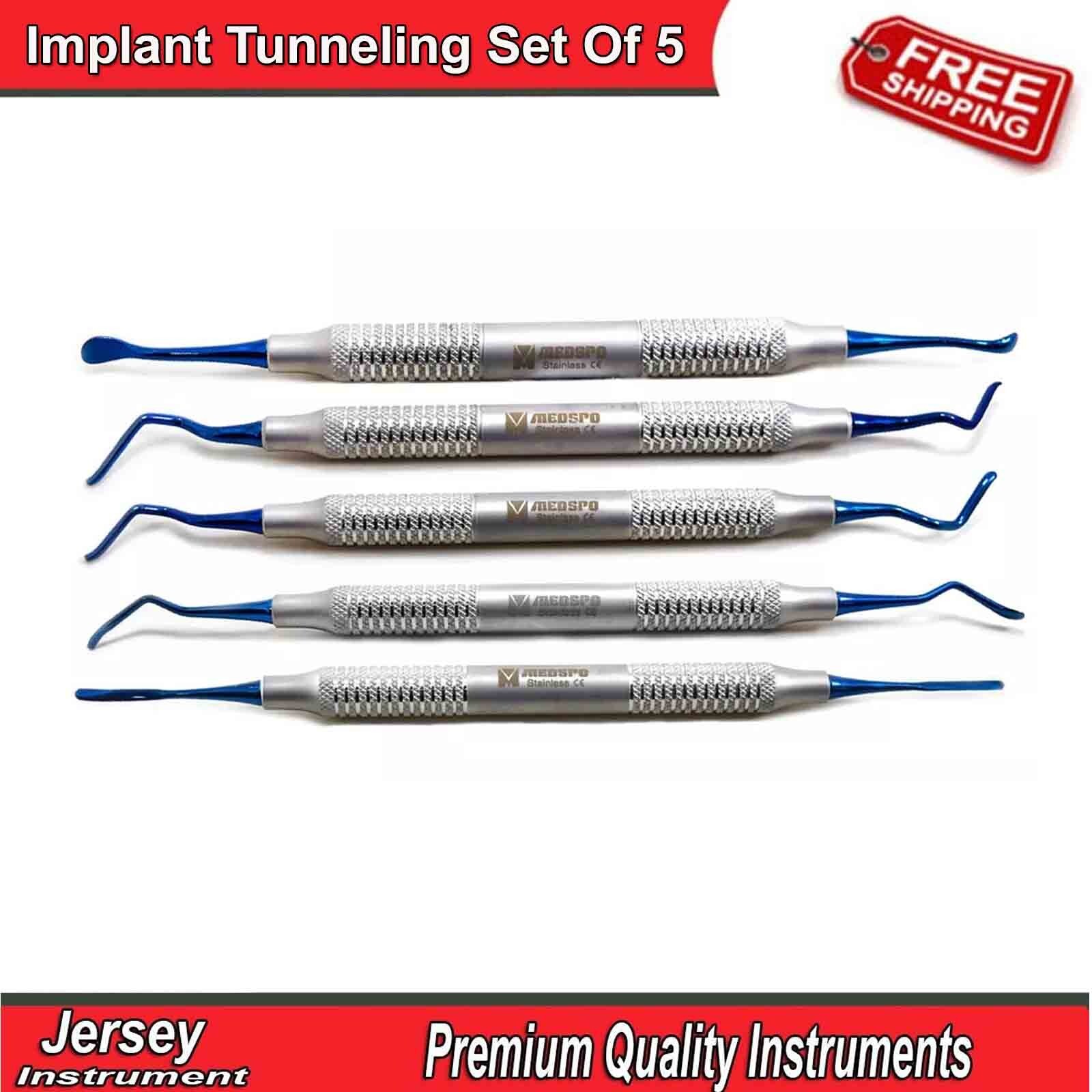 Dental Implant Surgery Tunneling Set Of 5 Tissue Grafting Sinus Lift Instruments
