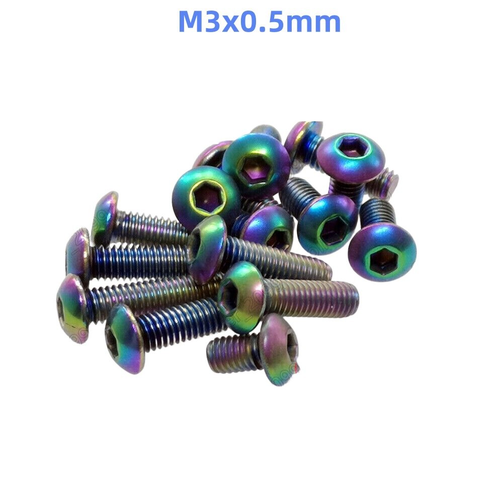 Colorful Titanium GR2 ISO7380 Hex Socket Bolts Button Head Screws M3