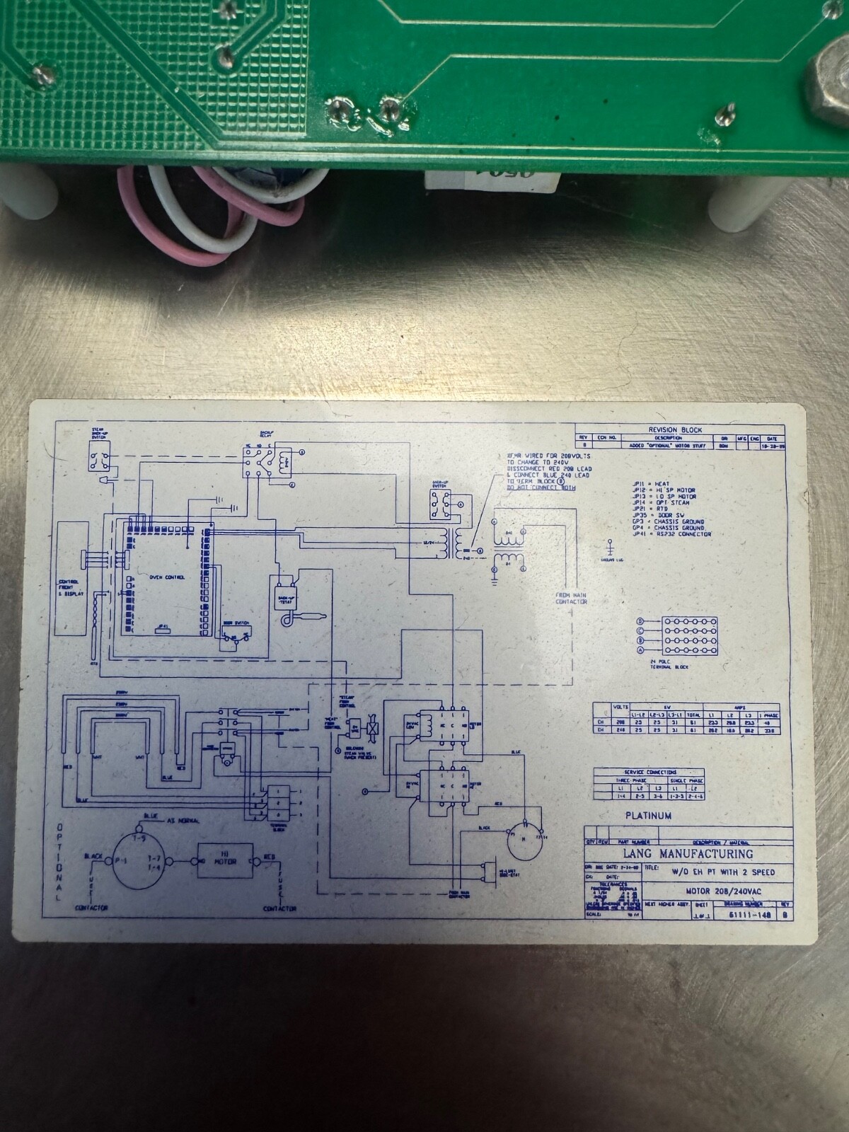 Lang Commercial Oven Part Front Control Panel Computer Board Used Tested Works