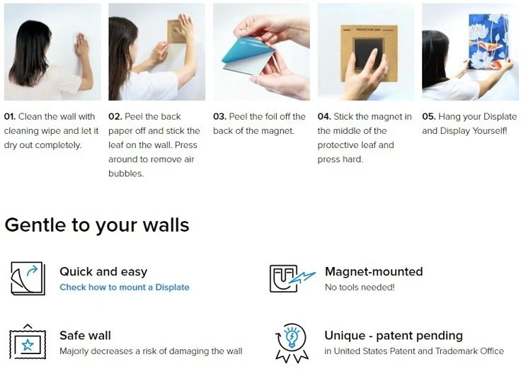 NEW 4 PACK Displate Magnetic Mounting Kit 4 Magnet & 4 Protective Adhesive Leaf