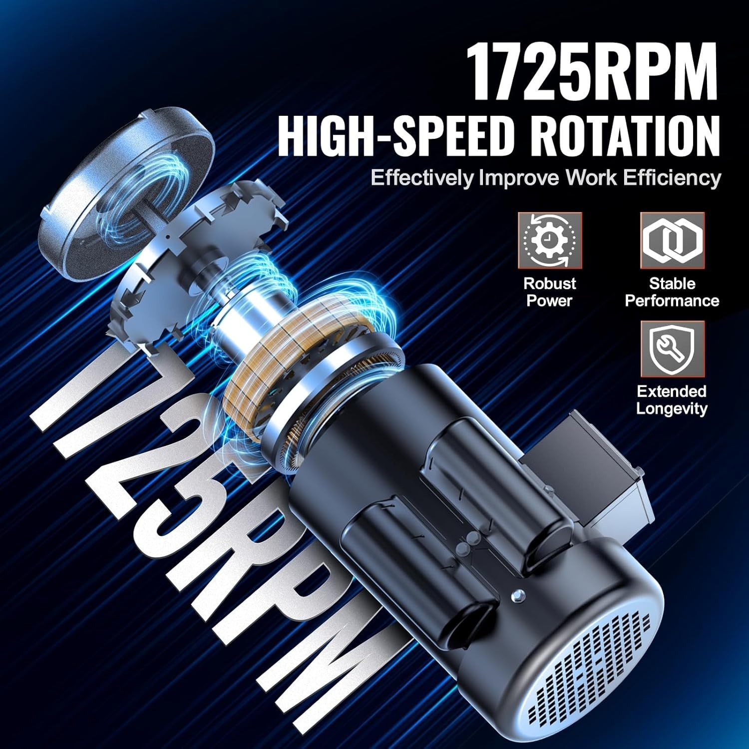 2HP Electric Motor 1725 RPM AC 115V/230V 143/5T Frame CW/CCW Rotation