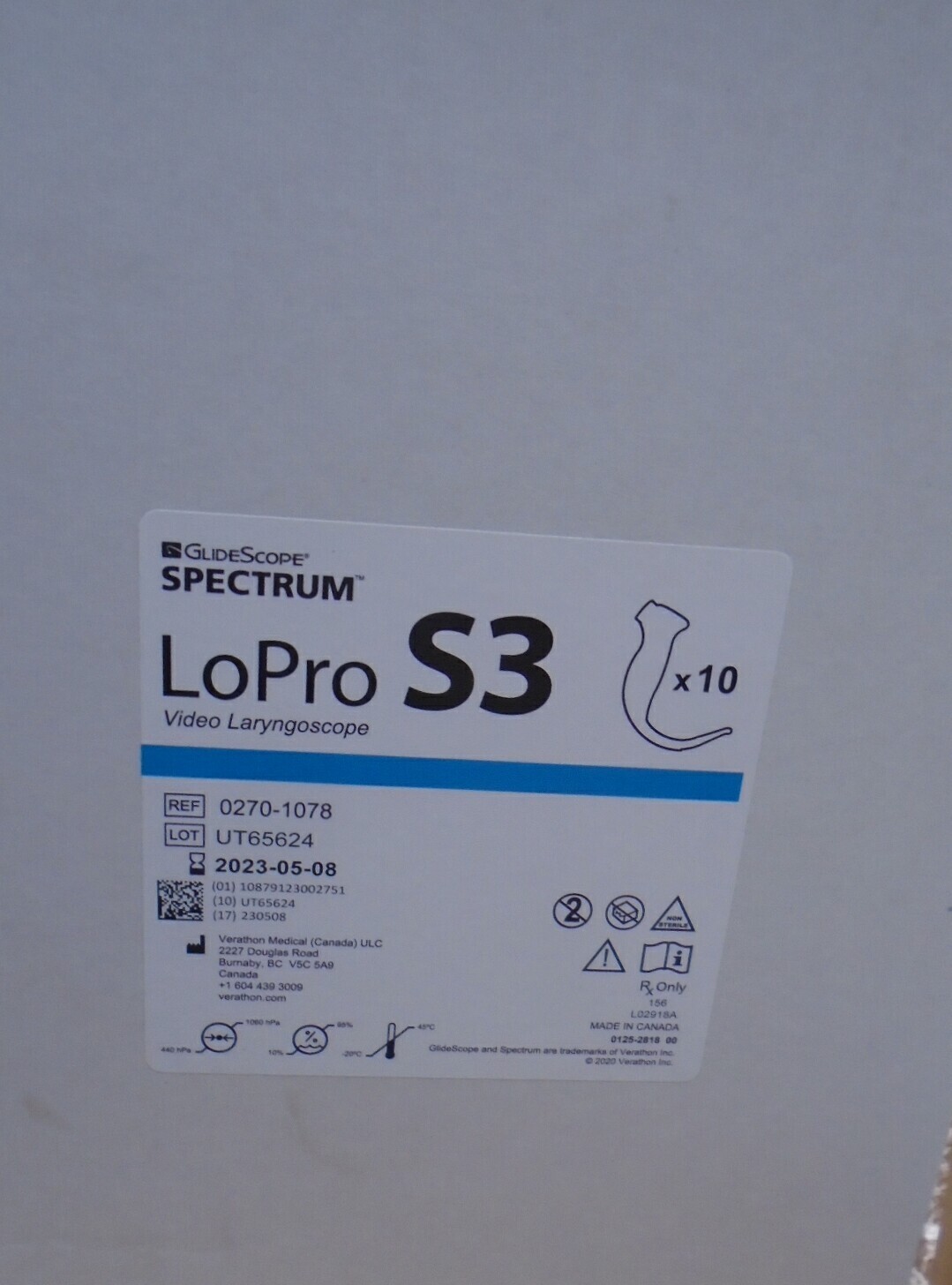 Case of 10 Glidescope LoPro S3 Video Laryngoscope 0270-1078 Blade Go FREE SHIP