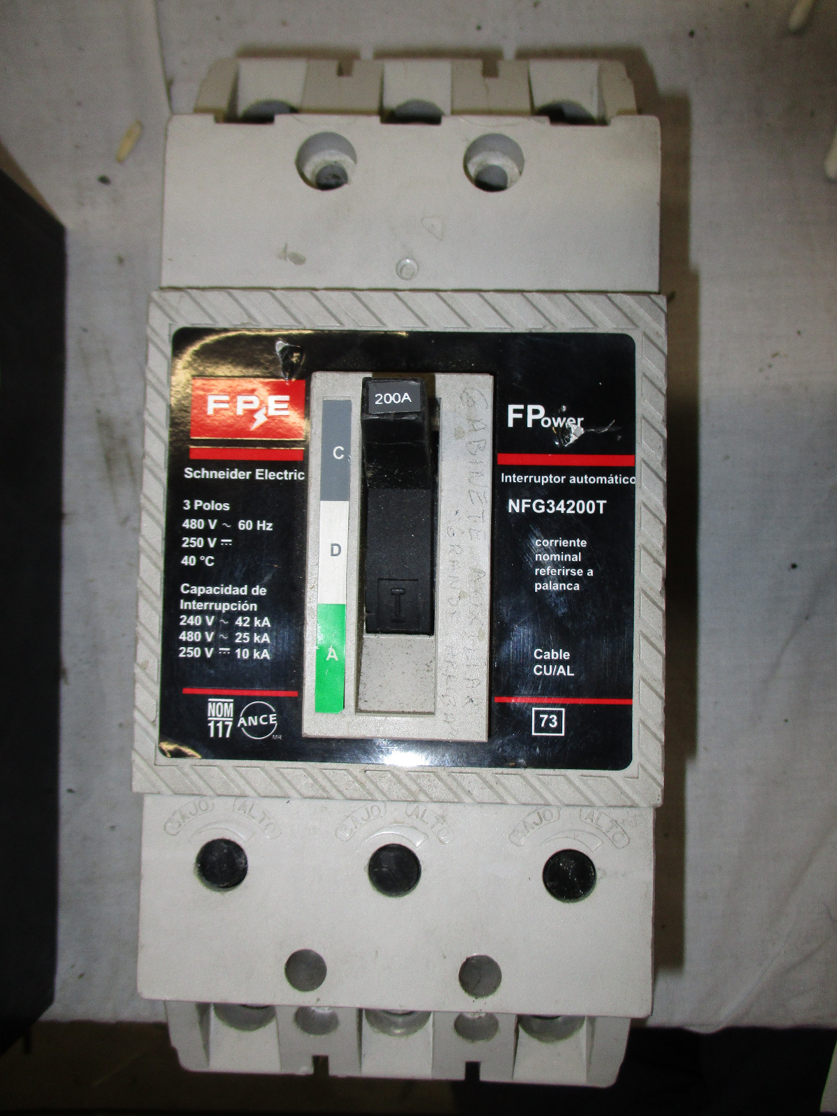 FPE NFG34200T Circuit Breaker, 200 Amp, 480V, 3 Pole- RECON+TEST REPORT+WARRANTY