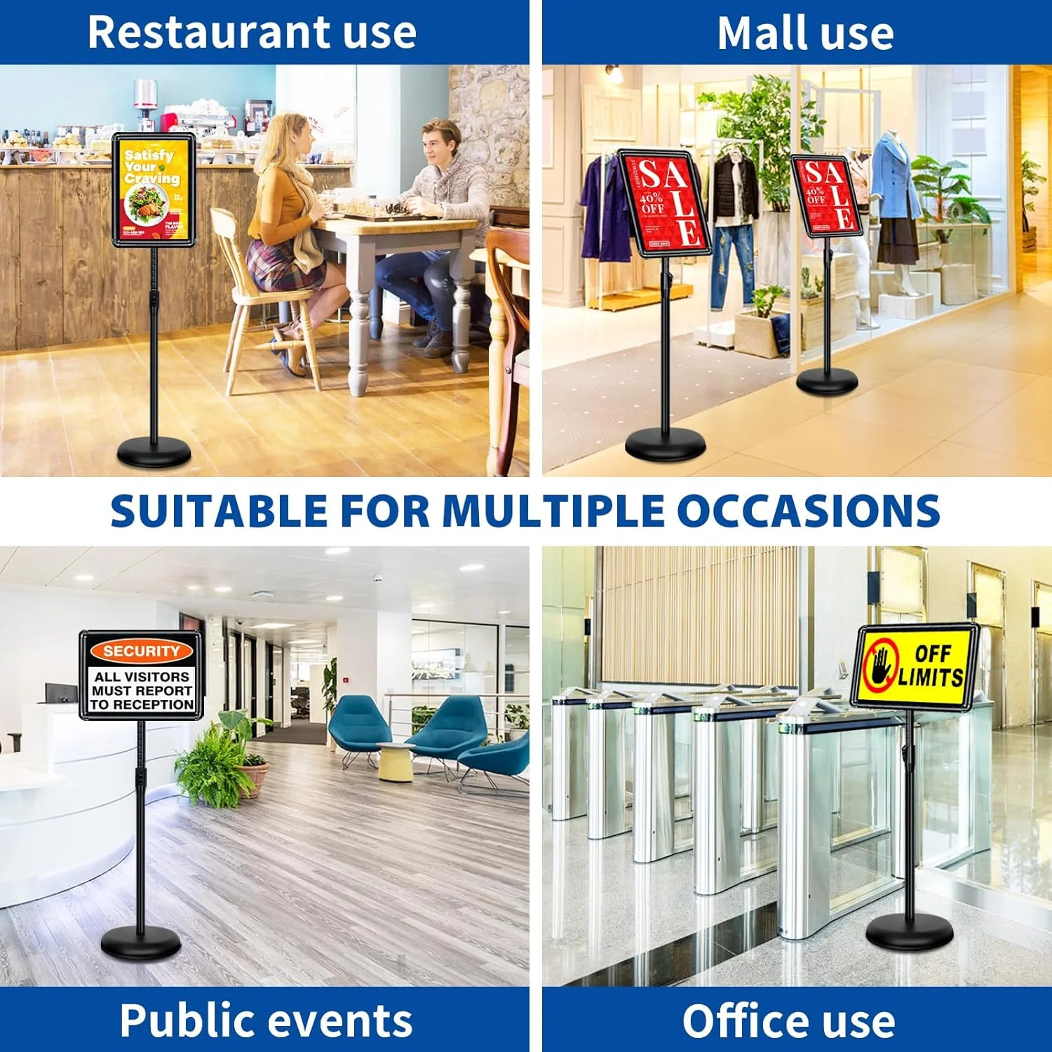 2-Pack 8.5×11 Inch Adjustable Sign Stand & Floor Standing Sign Holder – Pedestal