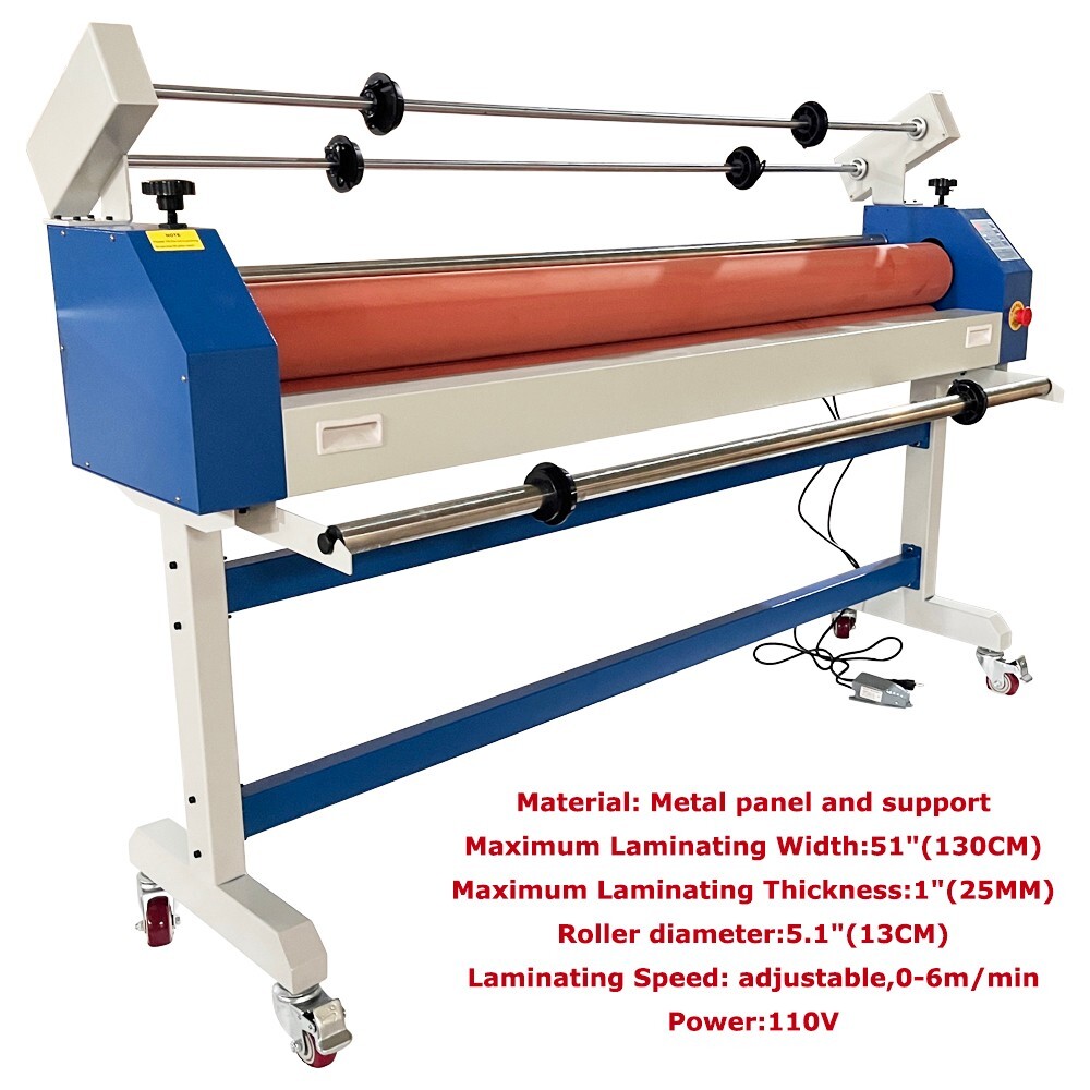 51in Semi-auto Cold Laminator Cold Roll Laminating Machine withSelf-Removing110V