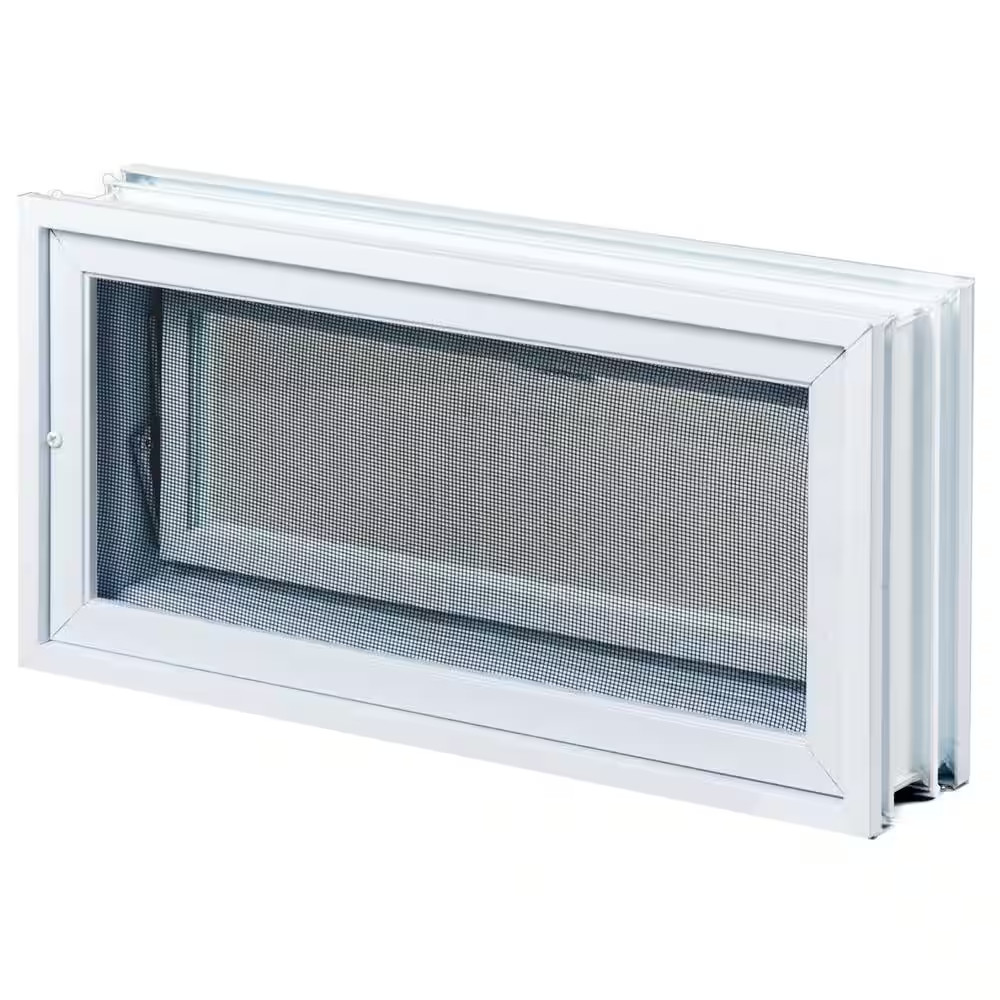 31 In. X 11.5 In. X 3.125 In. Frameless Wave Pattern Vented Glass Block Window
