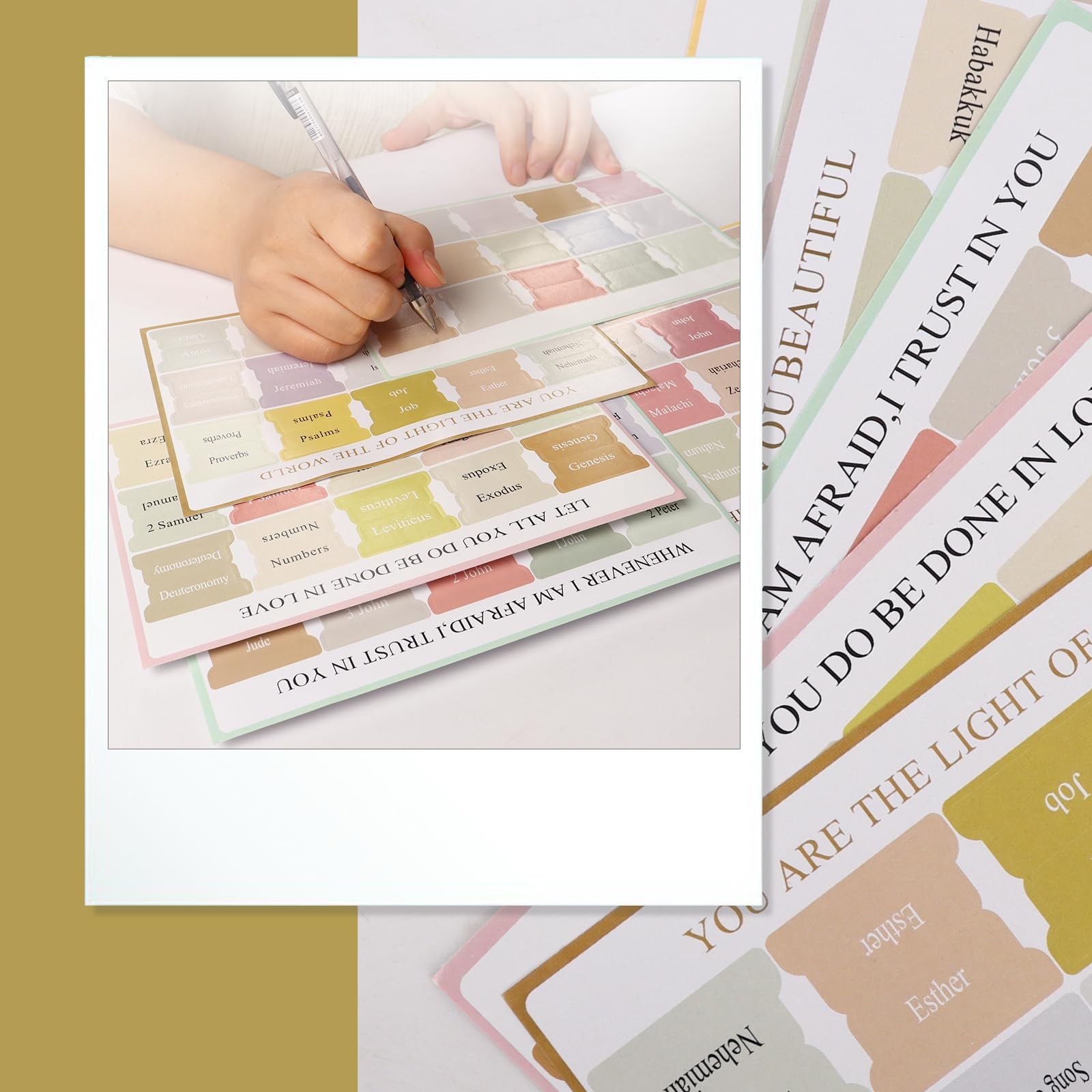 90 Bible Tabs Large Print Easy Read Vintage Boho Study Bookmark Kit Gift