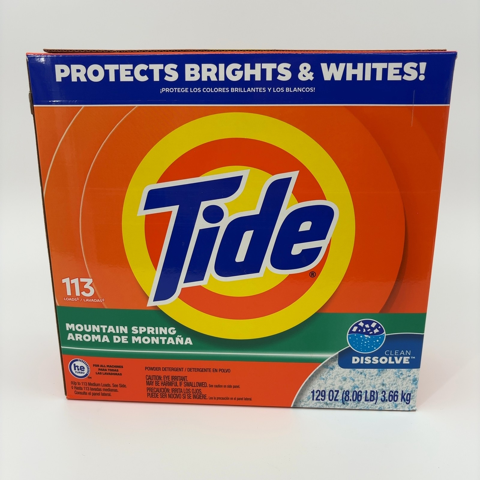 Tide Powder Laundry Detergent, Mountain Spring Scent, 129 oz, 113 Loads