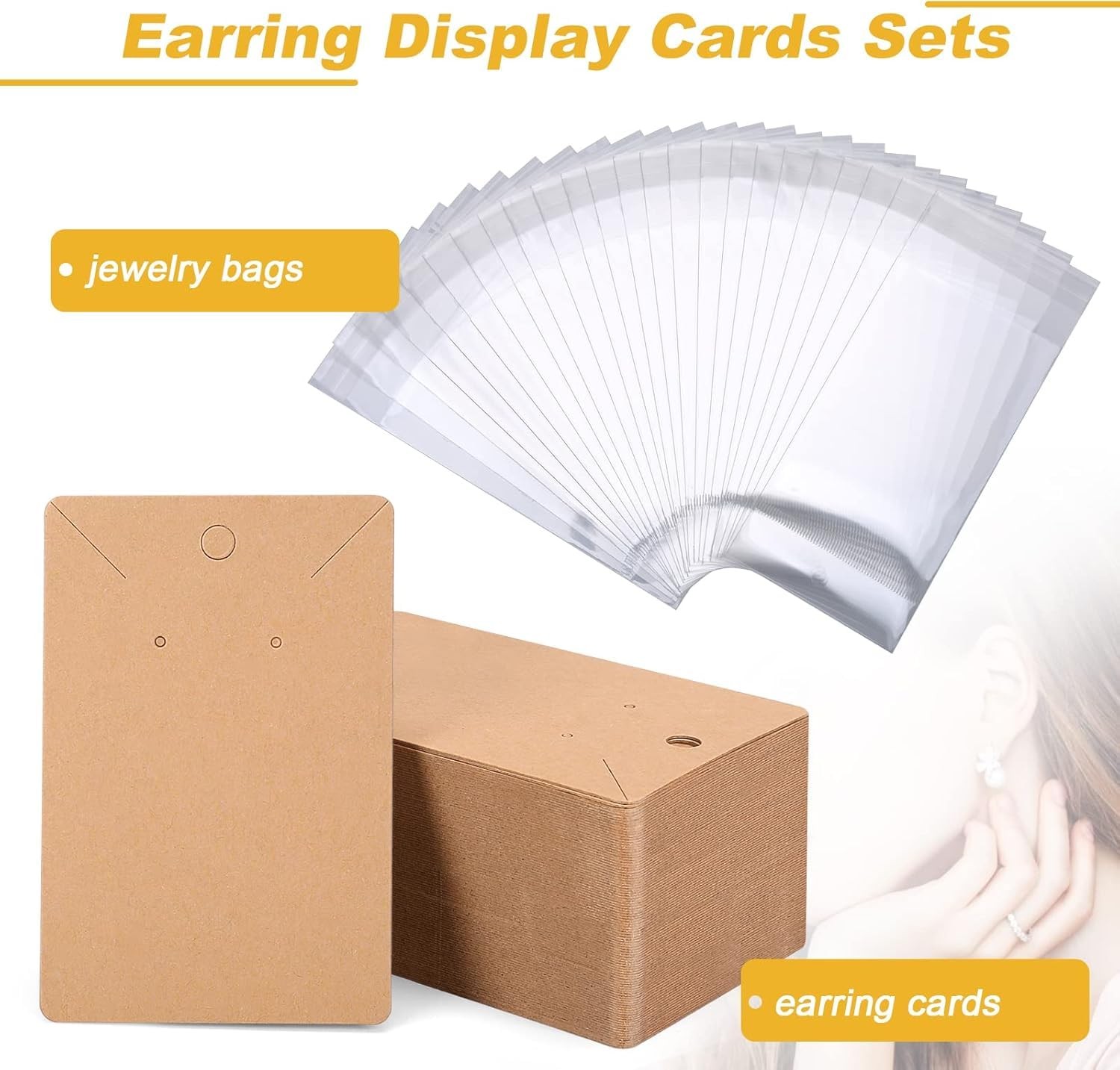 ovsor Works Great Earring Display Cards – 50 Count (Pack of 1), Brown