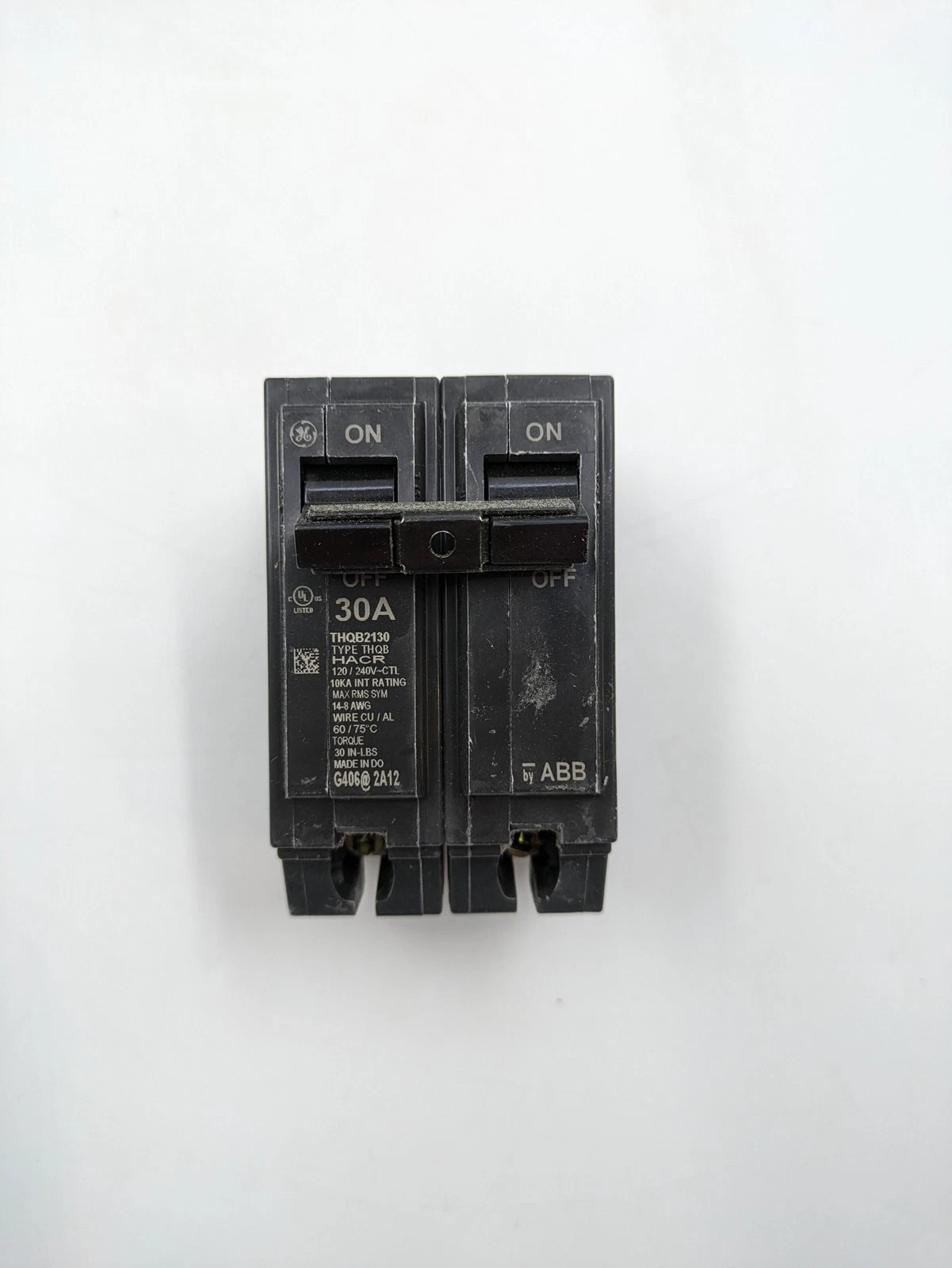 ABB THQB2130 2-Pole 30A Circuit Breaker 120/240V Bolt-on Double Pole
