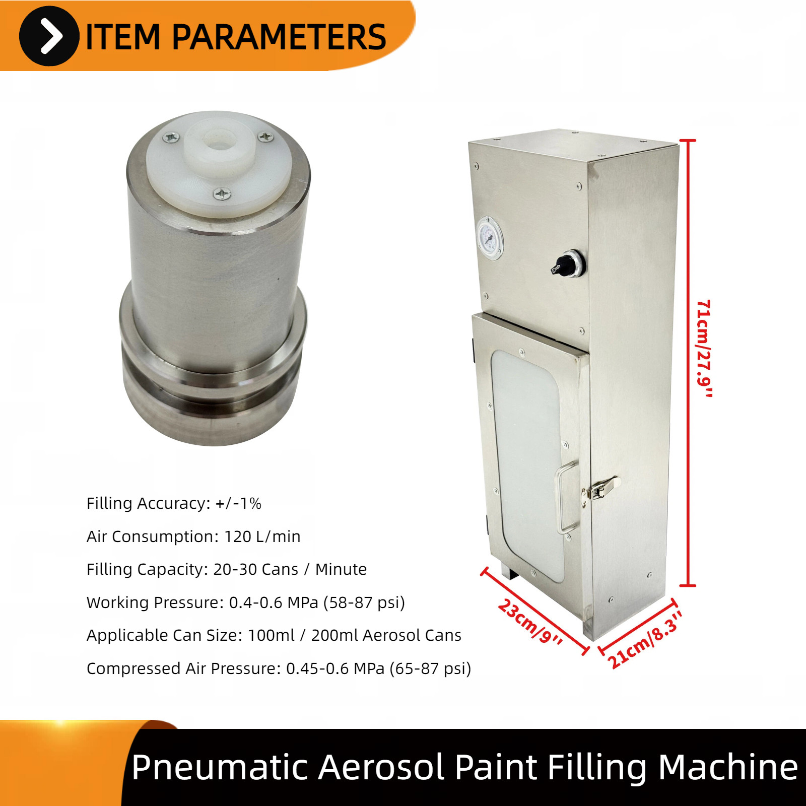 Spray Paint Filling Machine 200ml Pneumatic Semi-Auto Spray Paint Filler