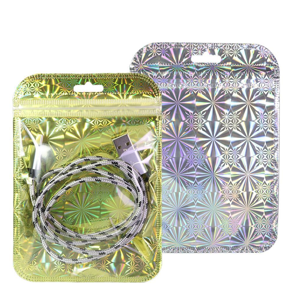 Clear Holographic Packaging Bags, Mylar Storage Pouch for Home Organization