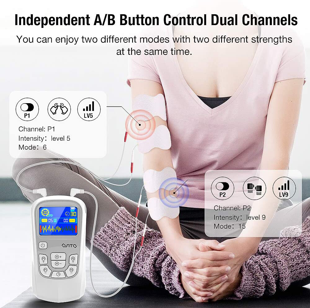TENS Unit EMS Stimulator Pulse Massager Muscle & Nerve Pain Relief Rechargeable