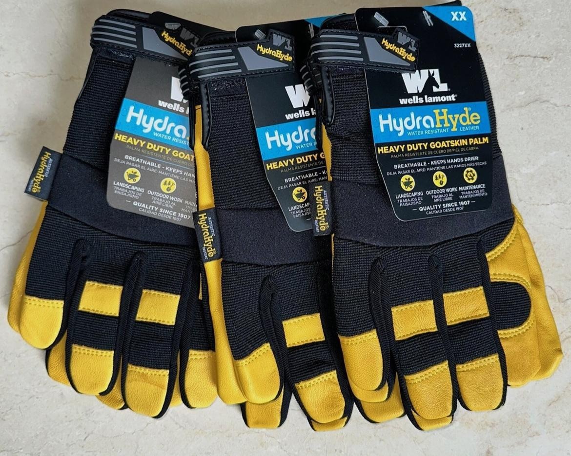 3 Pairs Wells Lamont Men’s HydraHyde Leather Work Gloves Size M L XL XX XXX