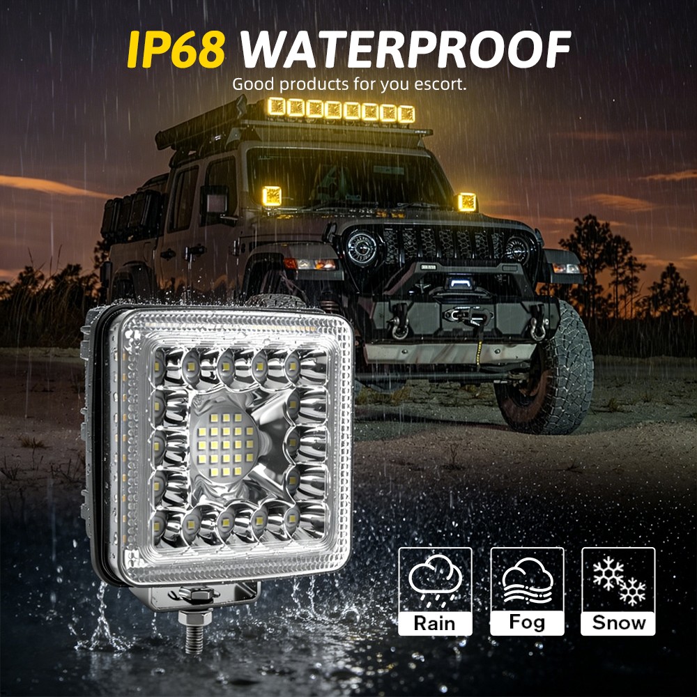 2pcs LED Work Light Flood Lamp 12V 24V for Tractor Truck Dozer Excavator ATV UTV