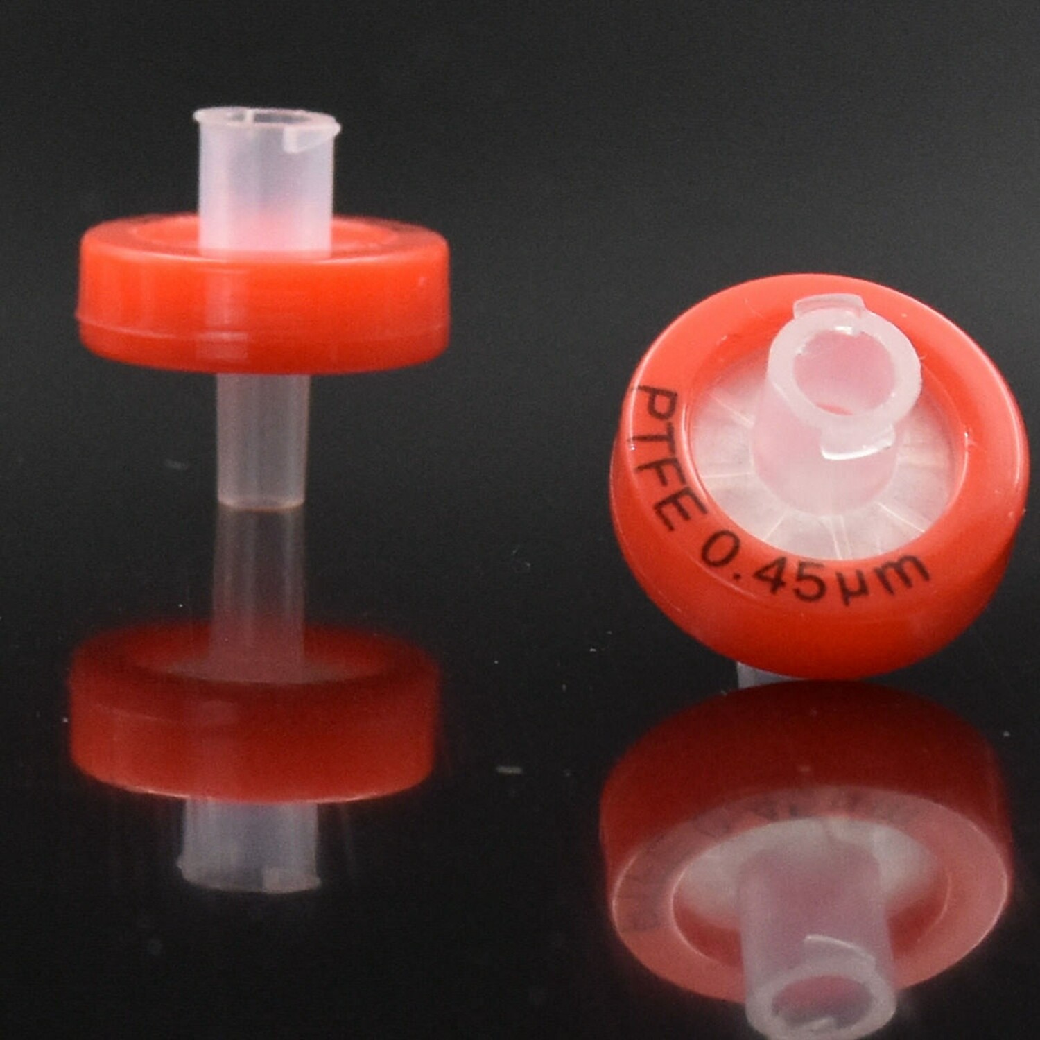 Laboratory PTFE Red Syring Filters Wheel Membrane Filtration 0.45μm 13mm