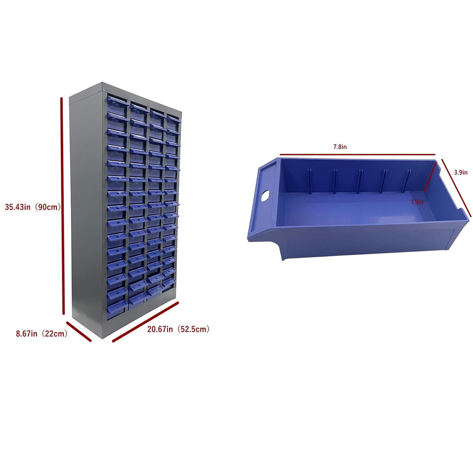 60 Drawer Hardware Organizer Cabinet No Door for Samples Metals Electronics Blue