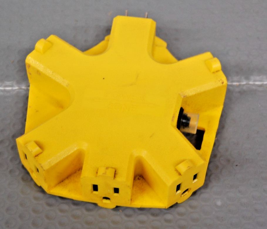 D5 Yellow Block Style Electrical Outlet Adapter Plug Type 5 Outlets Power Zon