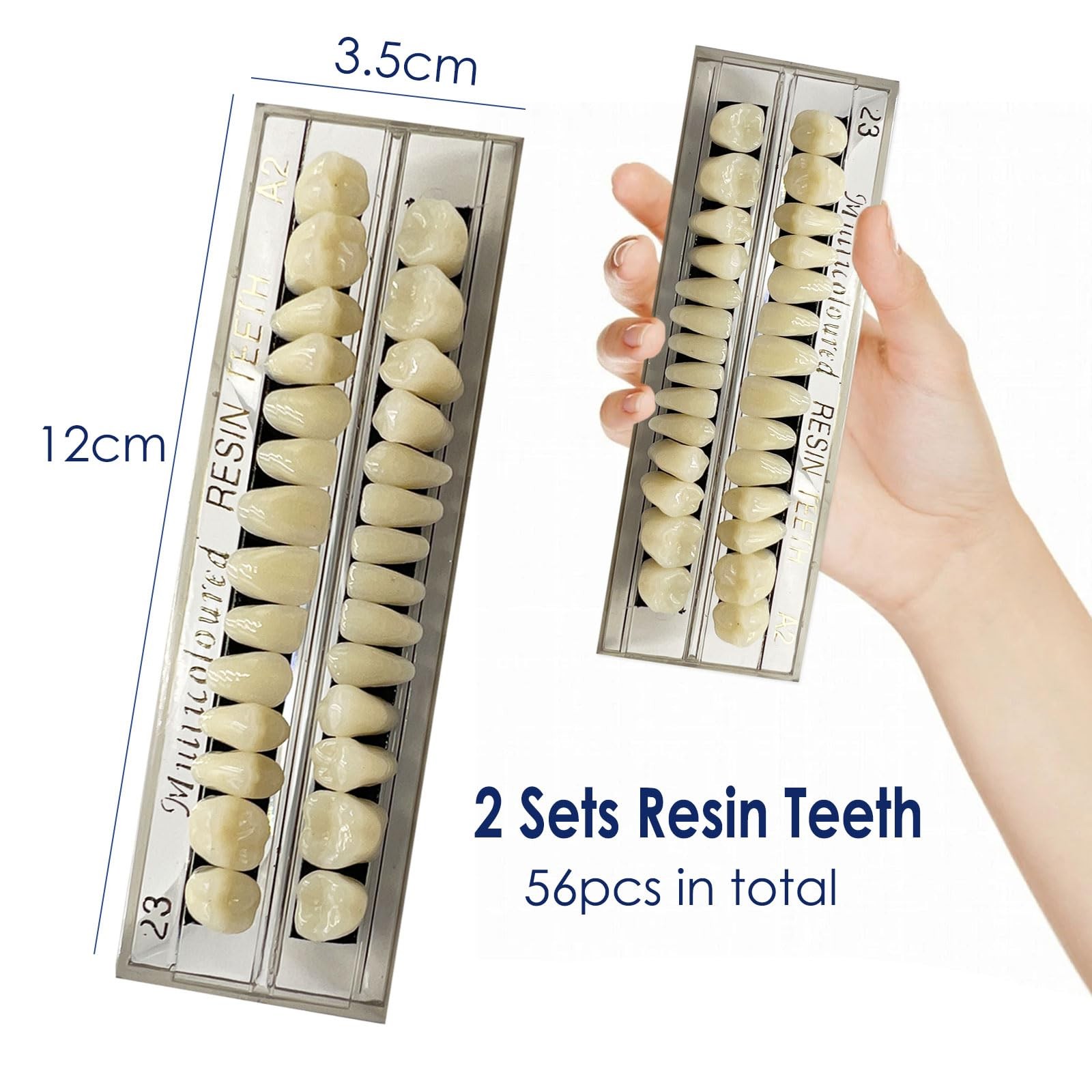 56 Pcs False Teeth Fake 2 Sets Synthetic Resin Dental Tooth, 23 A2