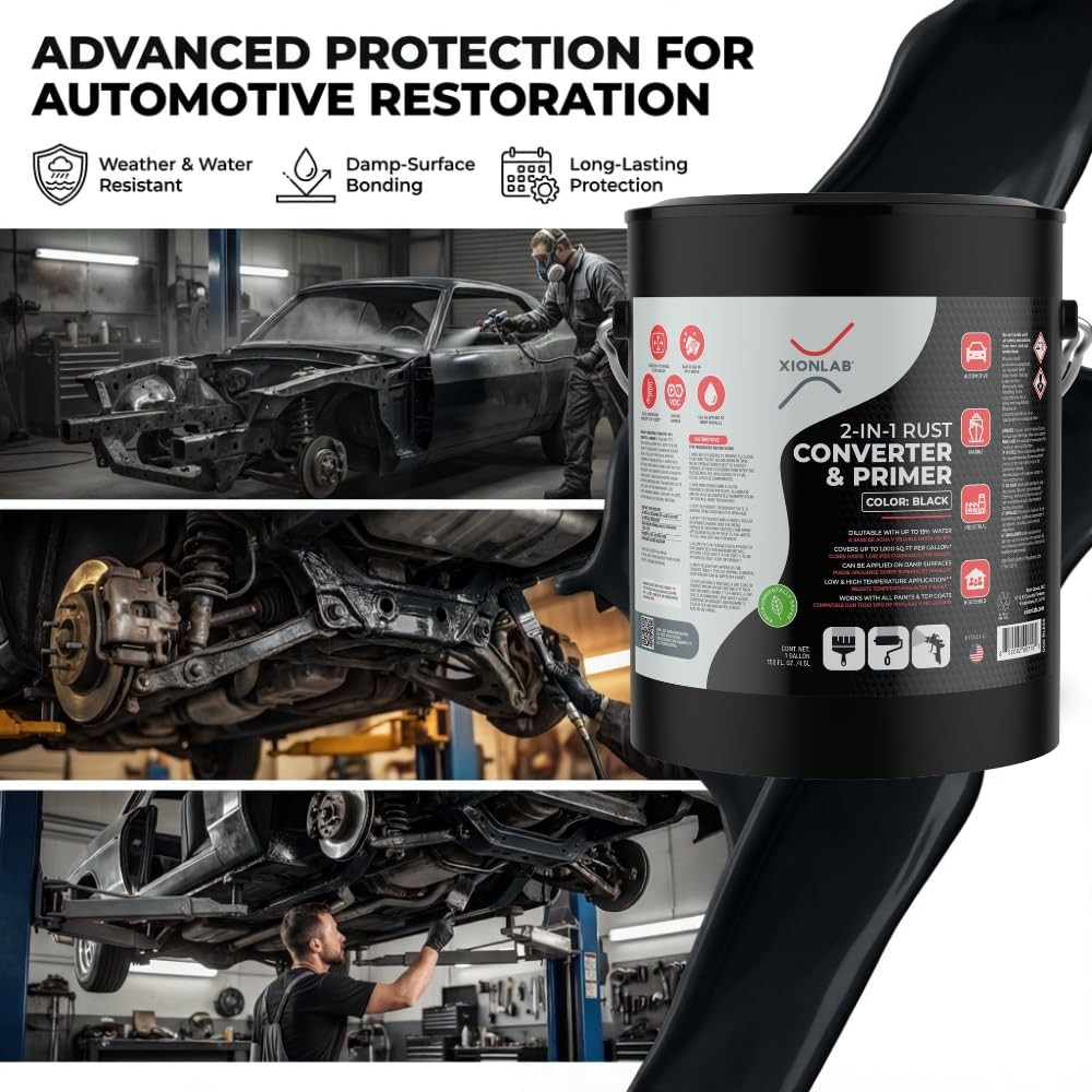 2-in-1 Rust Converter & Metal Primer, Black Rust Inhibitor Paint for Metal,