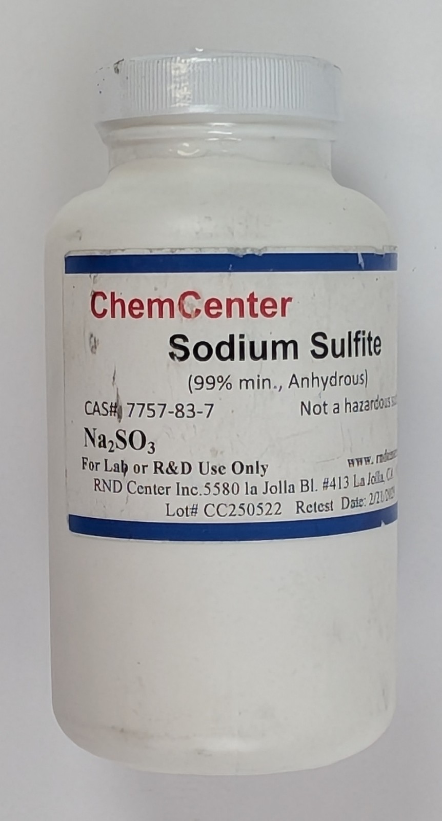 ChemCenter Sodium Sulfite Anhydrous 99% Min Powder 1 lb Set of 2