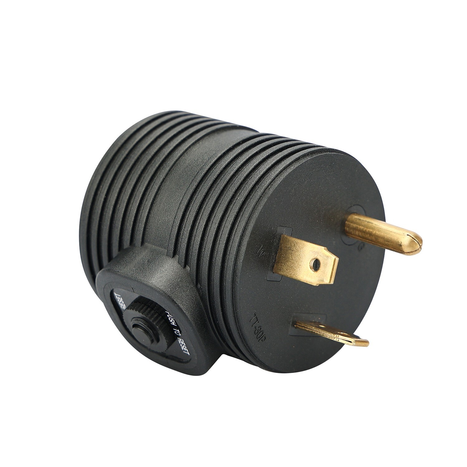 30Amp to 15 Amp Overload Protector RV Power Adapter Plug Circuit Breaker