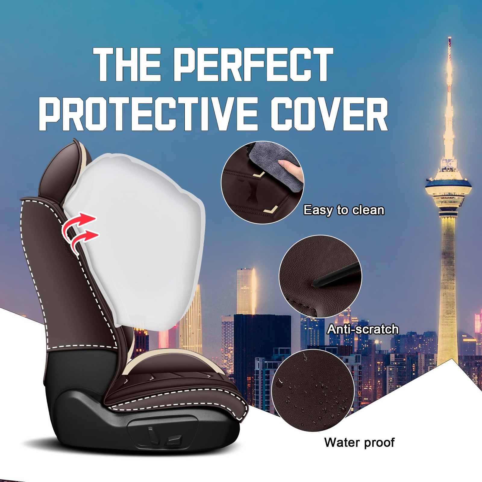 Nissan Leaf 2011-2026 Seat Covers Nappa Leather Coffee 2-Seat Set