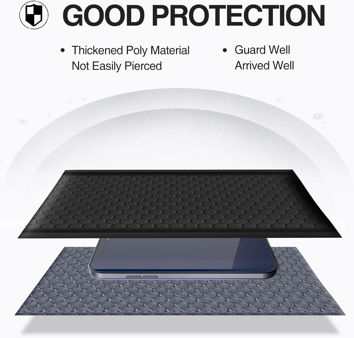 50 Black Bubble Mailers, 4X8 Inch Poly Padded Envelopes for Small Business