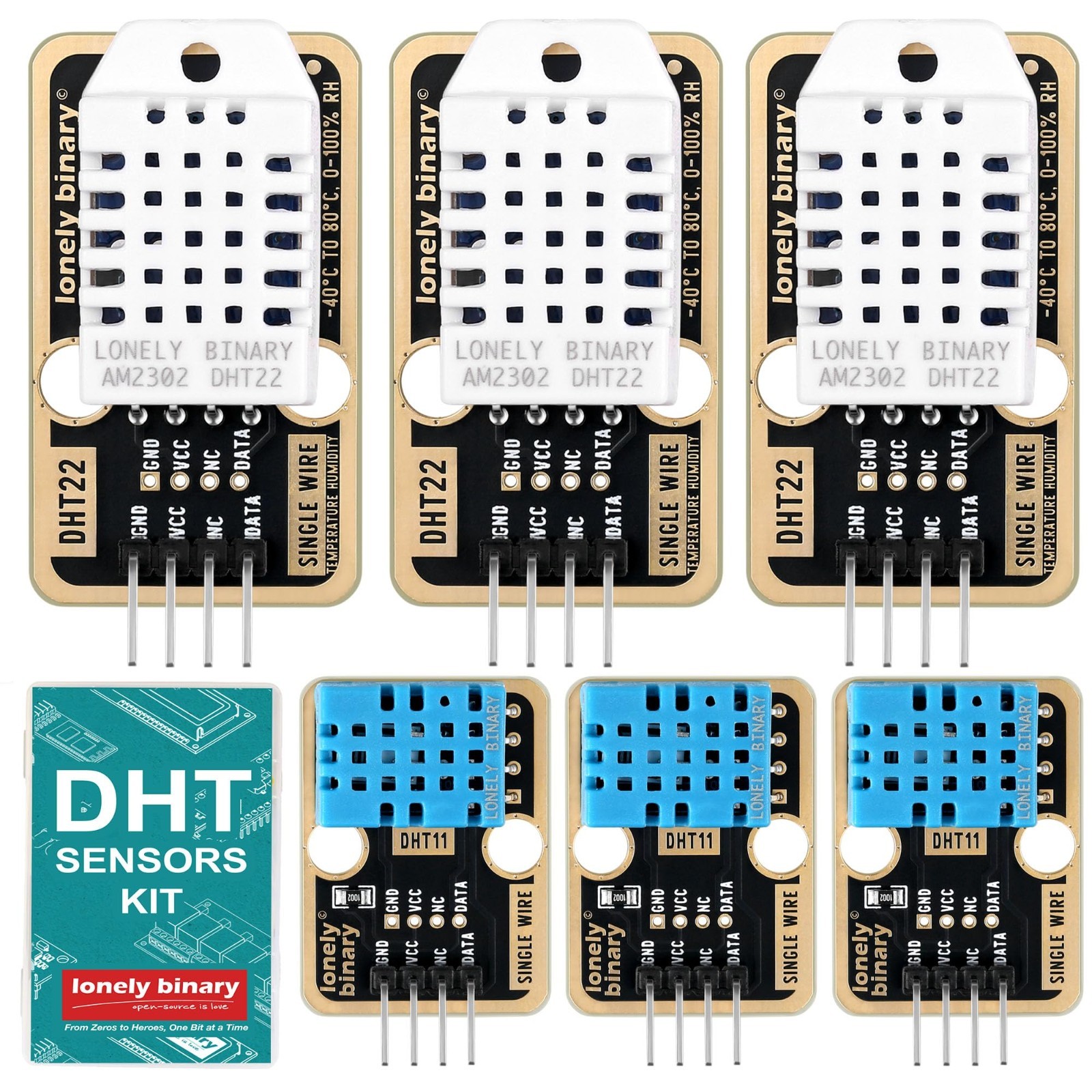 6pcs DHT22 DHT11 Digital Temperature Humidity Sensor Set for Arduino Raspberry P